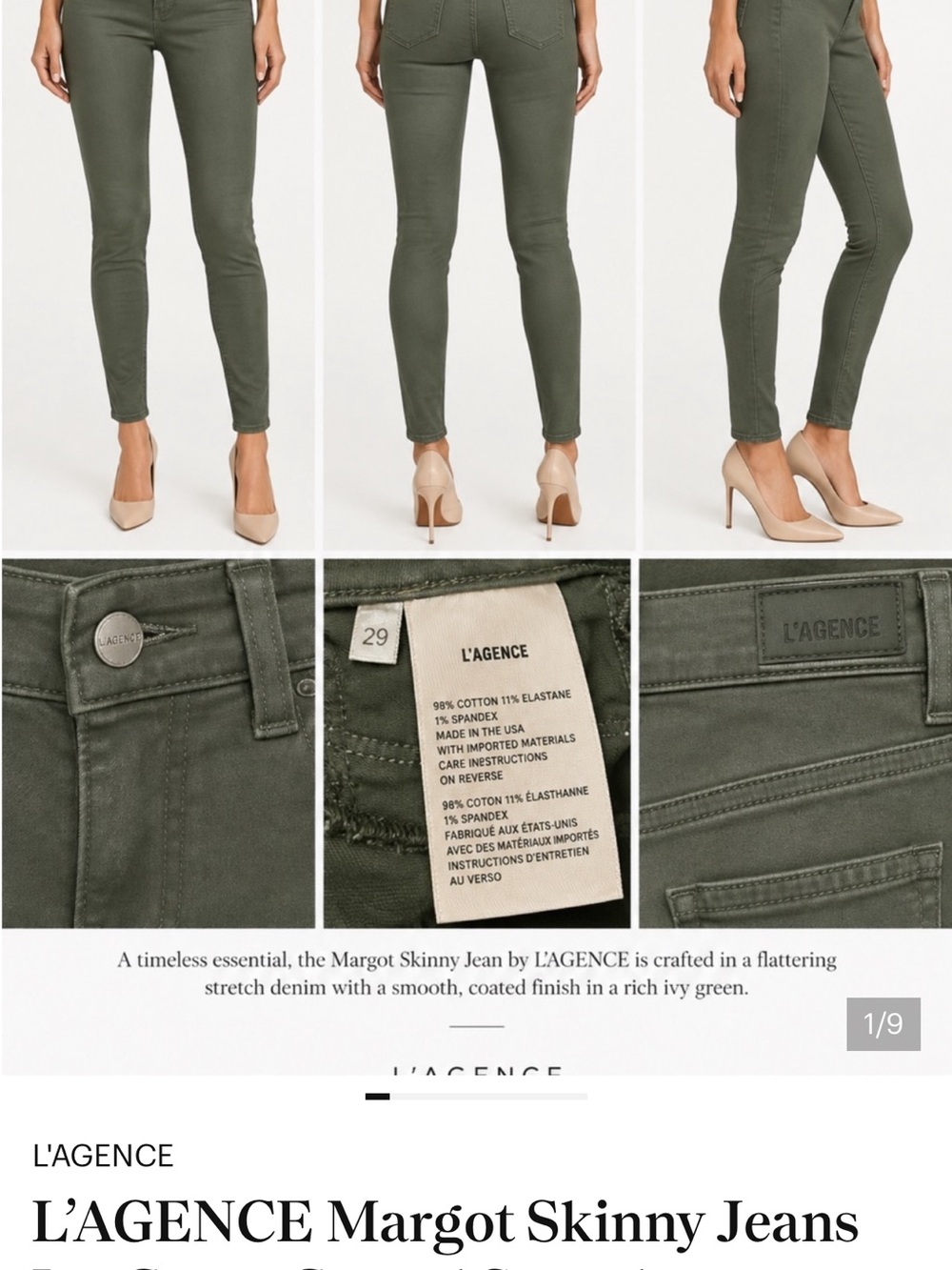 L'AGENCE Olive Skinny Jeans